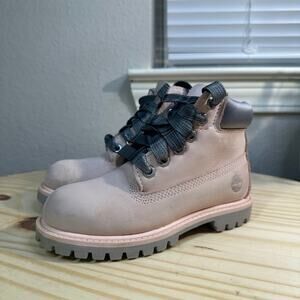 Timberland Girls Kid Pink & Gray Fall Winter Lace Up Boots Booties Size 11